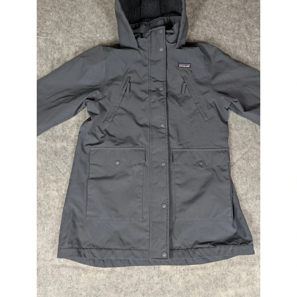 Patagonia Kids Insulated Waterproof Parka Jacket Gray Hooded Winter‎ Warm